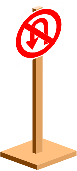 The image shows a sign with an arrow pointing to it on top of a wooden stand against a dark background.