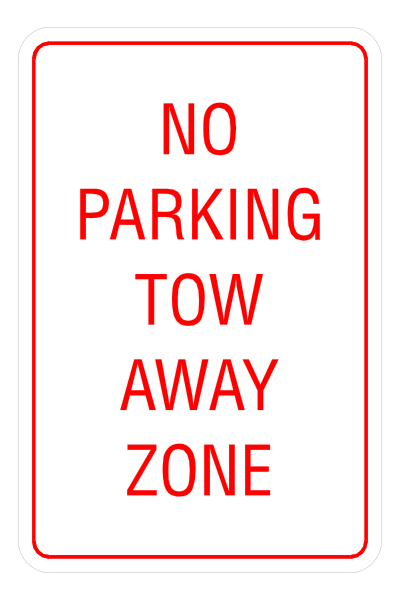 The sign says "no parking towing zone." It's a warning for drivers that their vehicles may be towed if parked in this area without permission.