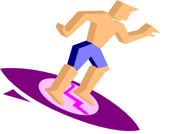 The image shows a pixelated character riding on top of an object that resembles a surfboard with purple lighting around it against a dark background.