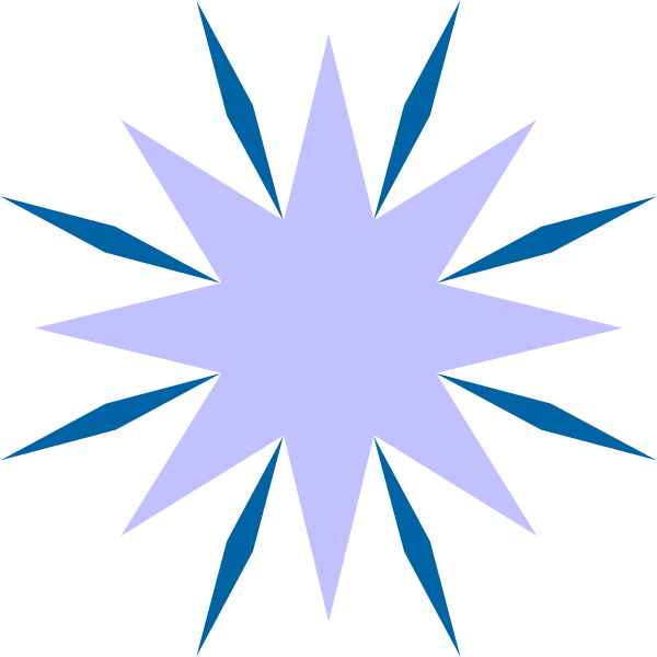 The image shows a stylized blue starburst with white lines radiating outward from its center against a black background.