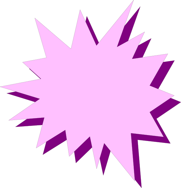 The first frame shows a pink explosion with white sparks on it against a black background; the second frame is blank without any content to describe.
