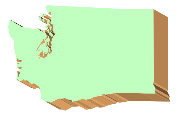 The image shows a pixelated map of Washington state with an overlaid distorted shape that resembles a torn piece of paper on top of it.