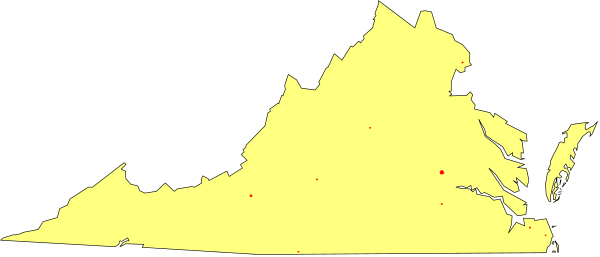 The image shows a stylized map of Virginia with an overlay that appears to be a satellite view of Earth at night.