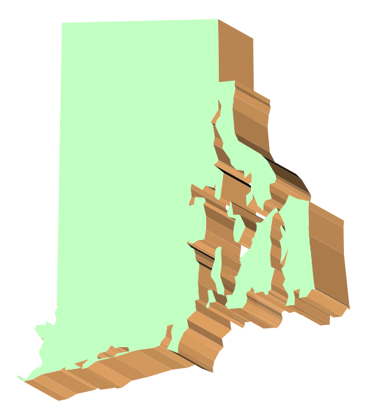 The image shows a stylized map of Massachusetts with an overlaid illustration that appears to be torn paper pieces creating jagged edges around parts of it.