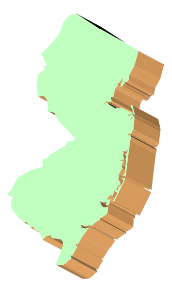 The image shows a stylized map of New York State with parts missing to create an abstract shape resembling a person's head in profile view.