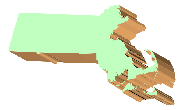 The image shows a map of New York State with an overlay that appears to be distorting it into three dimensions along one axis.