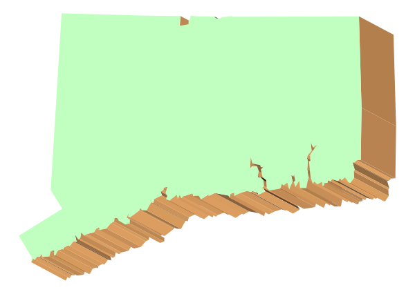 The image shows a map of Alaska with an overlay that appears to be damage resembling cracks on its surface.