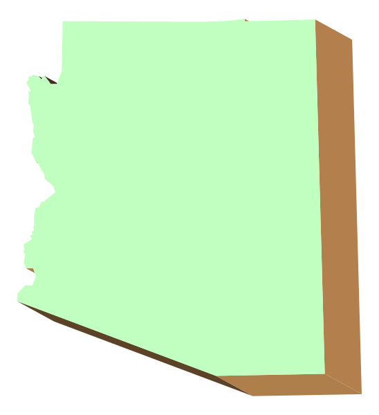 The image shows a stylized map of Arizona with an overlaid green rectangle that appears to be a piece of paper being torn off from it.