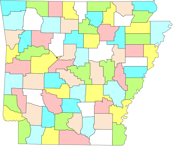 The map shows a state with counties outlined by color blocks; it appears to be an educational tool for teaching geography rather than being used as a real-world reference material.