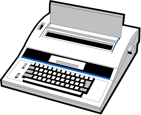 The image shows a computer keyboard with keys labeled "qwerty" on an old typewriter machine against a black background.