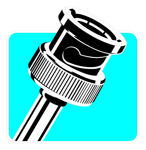 The image shows a black and white icon of an adjustable wrench with its handle pointing upwards on top left corner against blue background.
