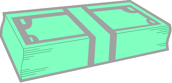 The image shows a stack of money with two $100 bills on top placed next to each other against a dark background.
