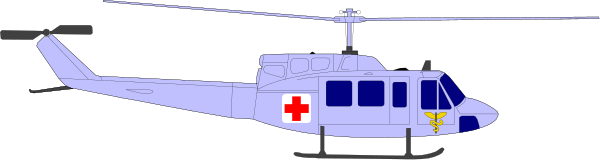The image shows a helicopter with an ambulance livery parked on what appears to be a runway at nighttime.