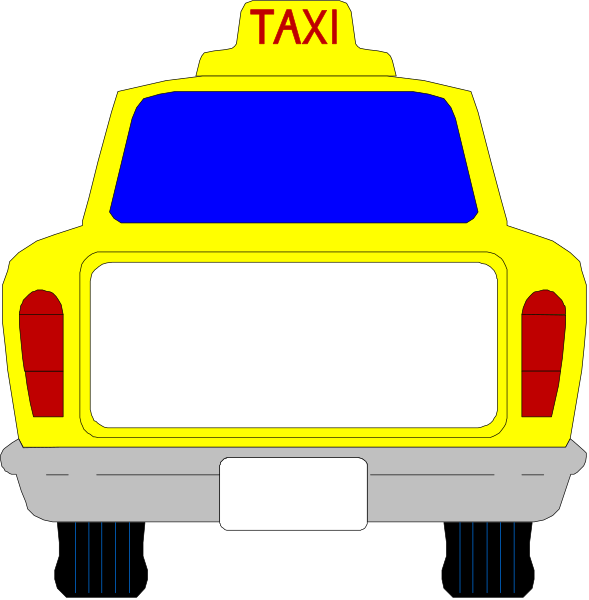 The image shows two taxi cabs parked side by side with a blue sky background; there is no text present on either cab.