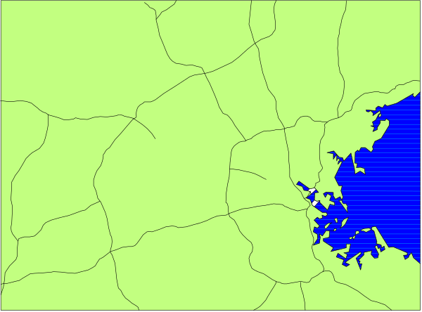 The image shows a map with an overlaid blue rectangle highlighting part of it; there is no text present on this section of the map.