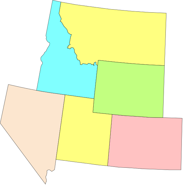 The image shows a map of Idaho with its states highlighted by different colored regions: yellow for Washington County (the largest), blue for Kootenai County, green for Bonner County, red for Boundary County, and purple for Shoshone County; it is presented in two views side-by-side.