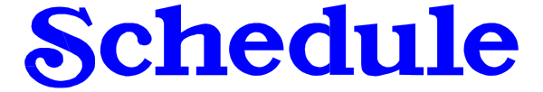 The text "SCHEDULE" on a gray background with blue lettering is shown at an angle.