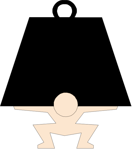 The image shows a black silhouette of an egg with two arms raised above its head on either side against a white background.