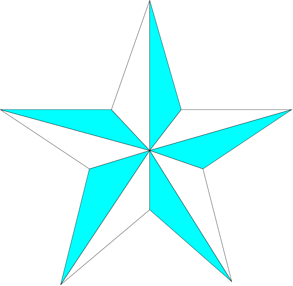 The image shows a blue star with white points on it against a black background.