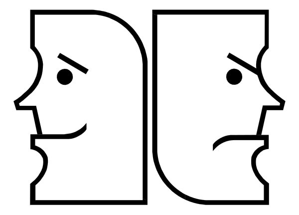 The image shows a black line with two white rectangles on either side of it against a gray background.