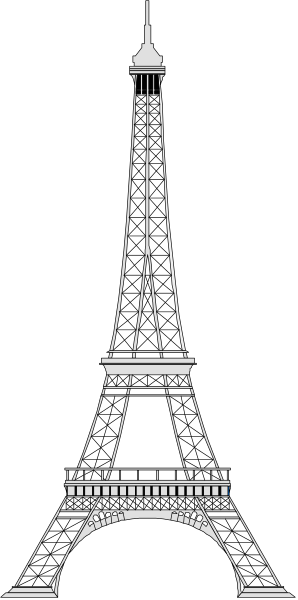 The Eiffel Tower silhouette against a dark background with no other discernible elements present.