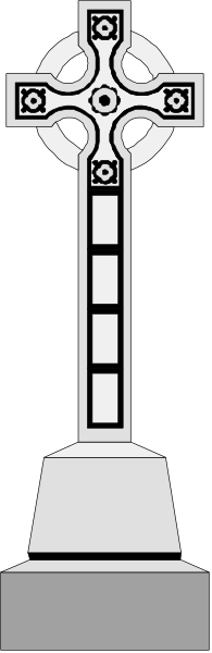 The image shows a cross with an intricate design on it against a dark background.