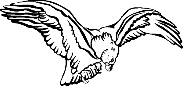 The black and white logo features an eagle with its wings spread wide against a dark background.