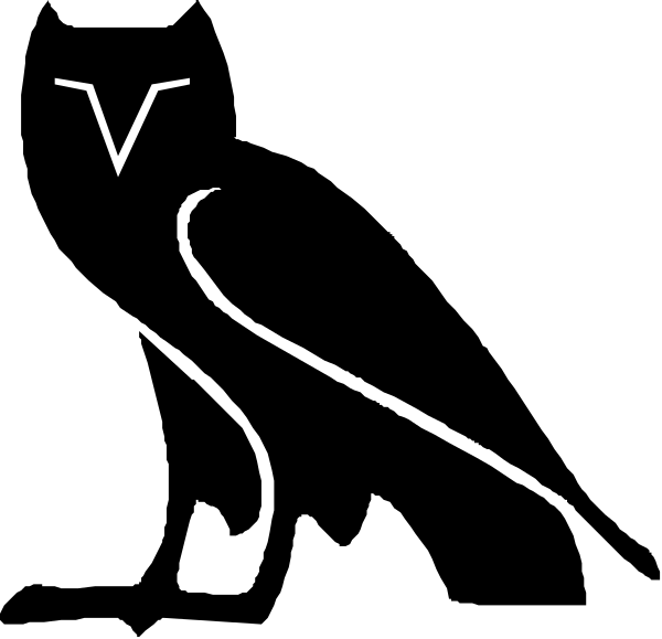 The image shows a black background with white text that reads "V".