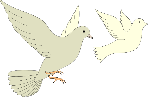 The image shows three white doves flying with a black background; there's no text present on this clip-art illustration.