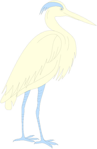 The image shows a stylized illustration of an egret standing on what appears to be water with its wings spread out slightly behind it against a dark background.