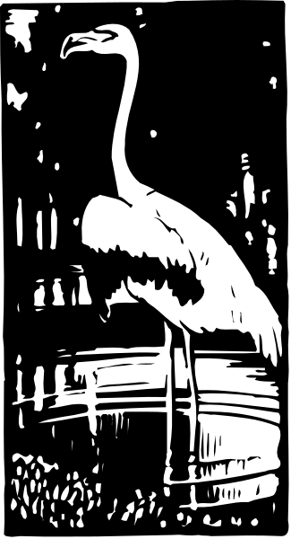 The black and white illustration shows a stylized bird perched on top of what appears to be an open umbrella with intricate patterns around it; there is no text present in this image.