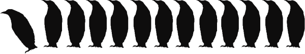 The image shows a gray background with several black silhouettes of birds flying across it from left to right.