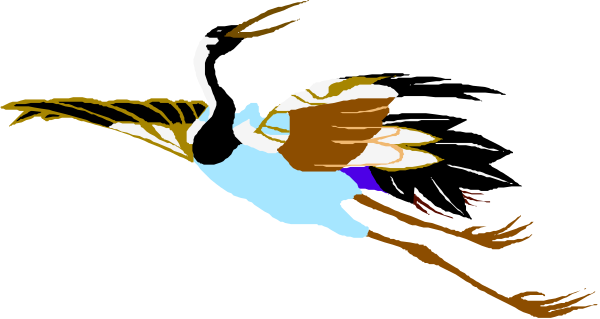 The image shows a cartoon of an animated character riding on top of what appears to be a broomstick with wings attached at nighttime against a dark background.