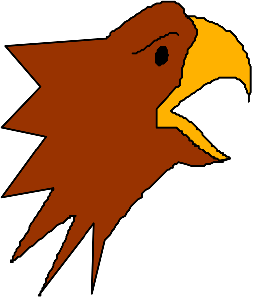 The image shows a cartoon eagle with its beak open against a black background.