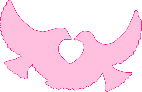 The image shows a black background with two pink bird silhouettes facing each other; there is no text present on this clip-art graphic.