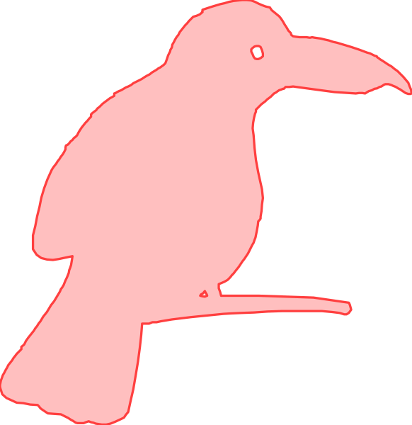 The image shows a pink bird silhouette on two separate backgrounds: black for the left side of the clip-art and white for the right side.