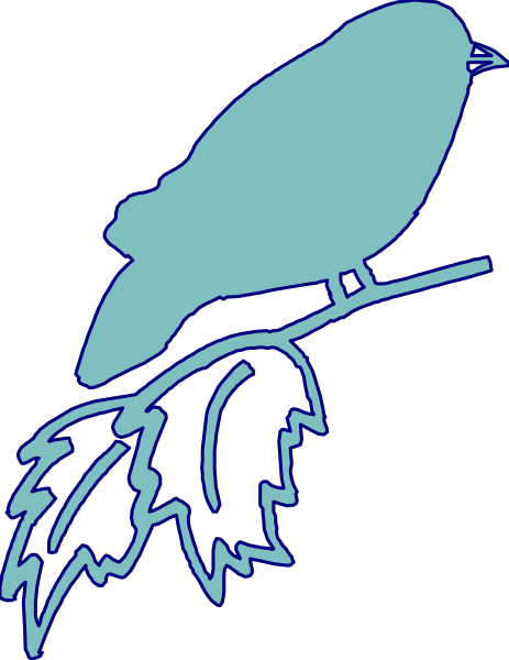 The image shows a blue bird perched on an arrow with leaves attached to it against a black background.