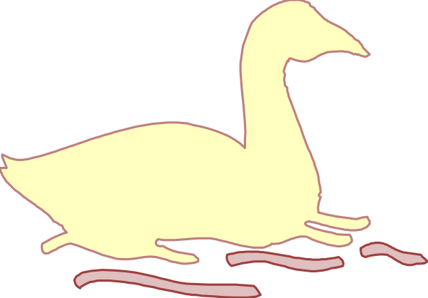The image shows a cartoon of an adult goose swimming on water with its duckling following behind it underwater.