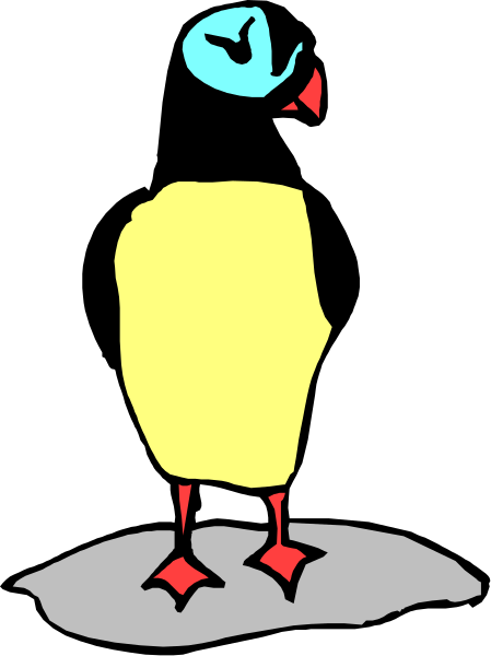 The image shows a cartoon of an ostrich standing on two legs with its head turned to look at something off-frame.