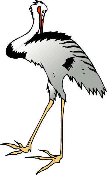 The image shows a stylized depiction of an egret with outstretched legs standing on what appears to be water against a dark background; it is in black-and-white coloring book format, suggesting that this could represent one page from such a publication or possibly part of a larger graphic design.