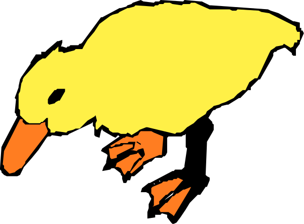 The image shows a cartoon of an orange bird with its beak open against a black background.