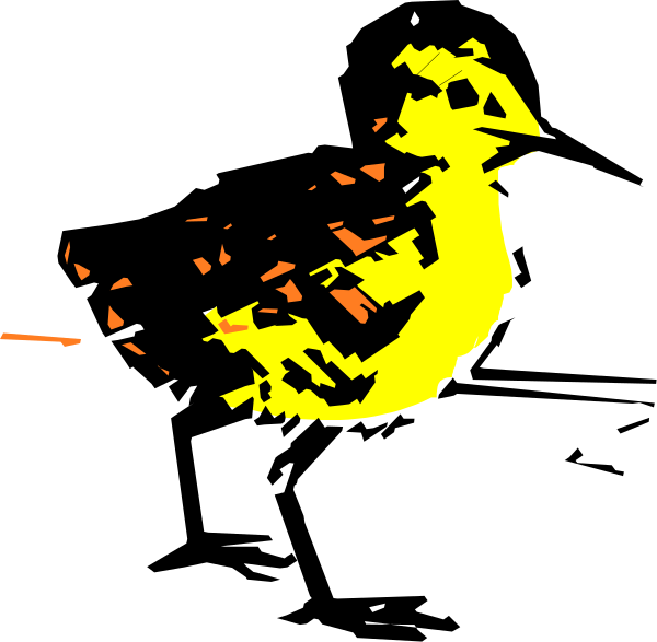 The image shows a pixelated chicken with an exaggeratedly large beak flying over what appears to be a black background.