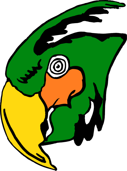 The logo features a stylized bird with an open beak on its left side against a black background.
