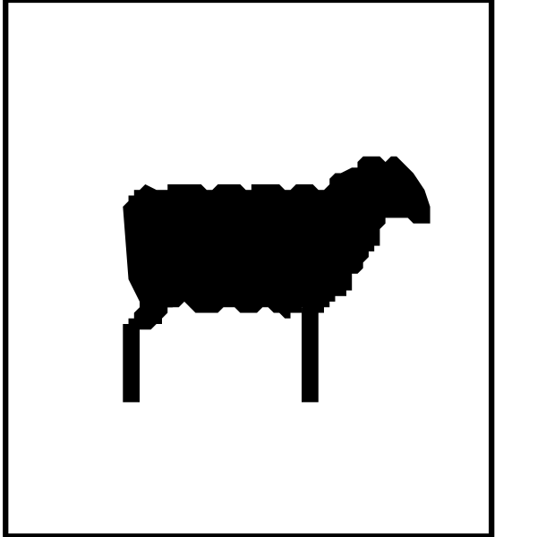 The image shows a black sheep icon on top of two white squares with no additional details visible within them.