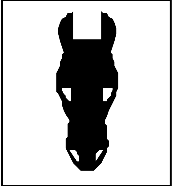 The image shows a black silhouette of an alligator on top left corner with two white arrows pointing downwards below it in bottom right corner indicating directional movement to the viewer's perspective.