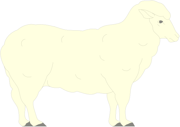 The black and white silhouette of a sheep standing next to an animal that appears to be either another type of livestock or perhaps some sort of mythical creature with horns on its head in what looks like a stylized, simplistic representation resembling clip-art art style.