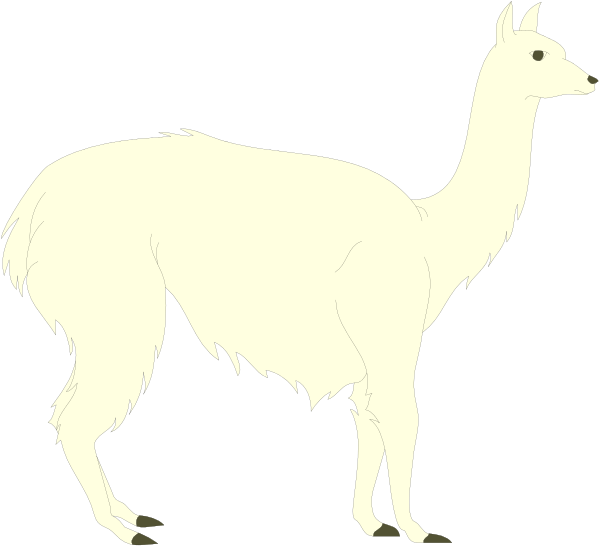 The black and white silhouette of a llama standing next to an alpaca on what appears to be grassy terrain at nighttime with no visible stars in the sky.
