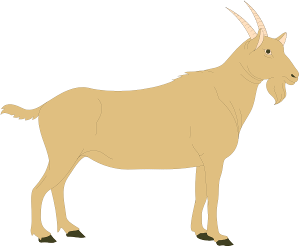The image shows a cartoon of an adult goat standing next to its young offspring on what appears to be grassy terrain with no other significant features visible in this small clip-art illustration.