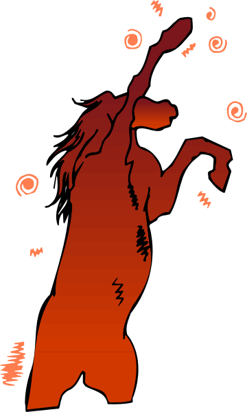 The image shows a red silhouette of an animal with horns against a black background; there is no text present in this clip-art photo.