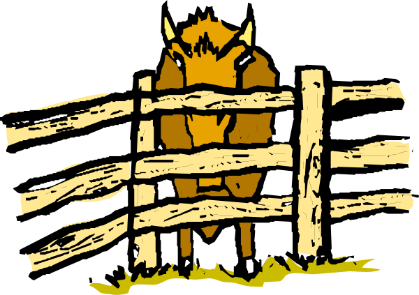 The image shows a cartoon of an animal standing behind wooden fencing with its head sticking out from between two fence posts.